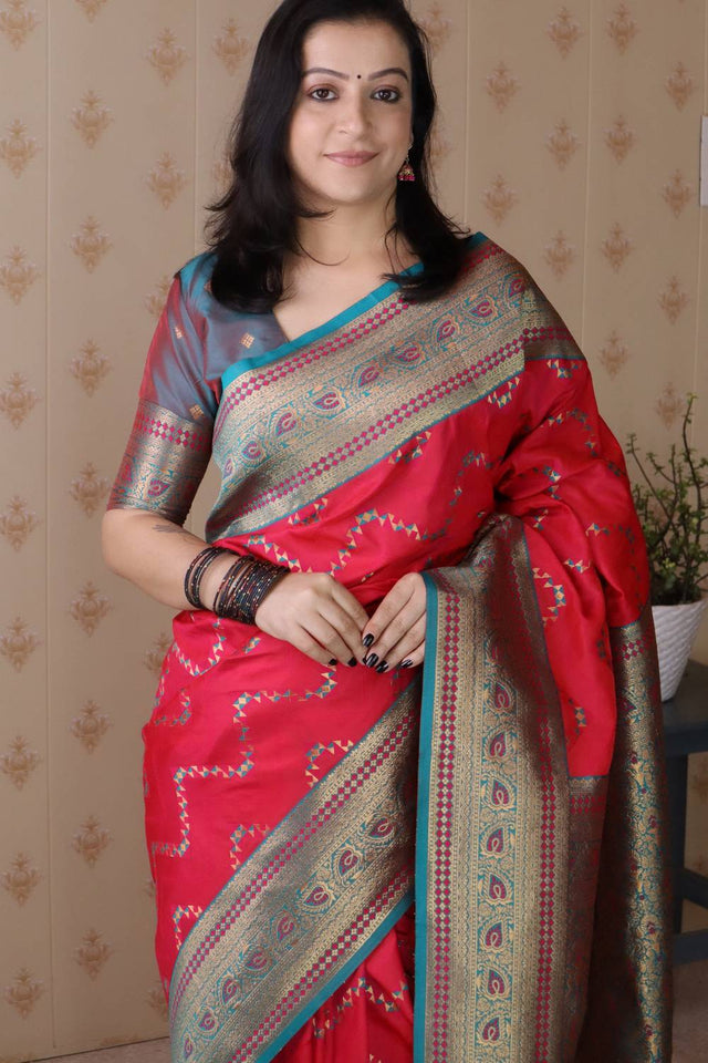 Pink Woven Banarasi Saree