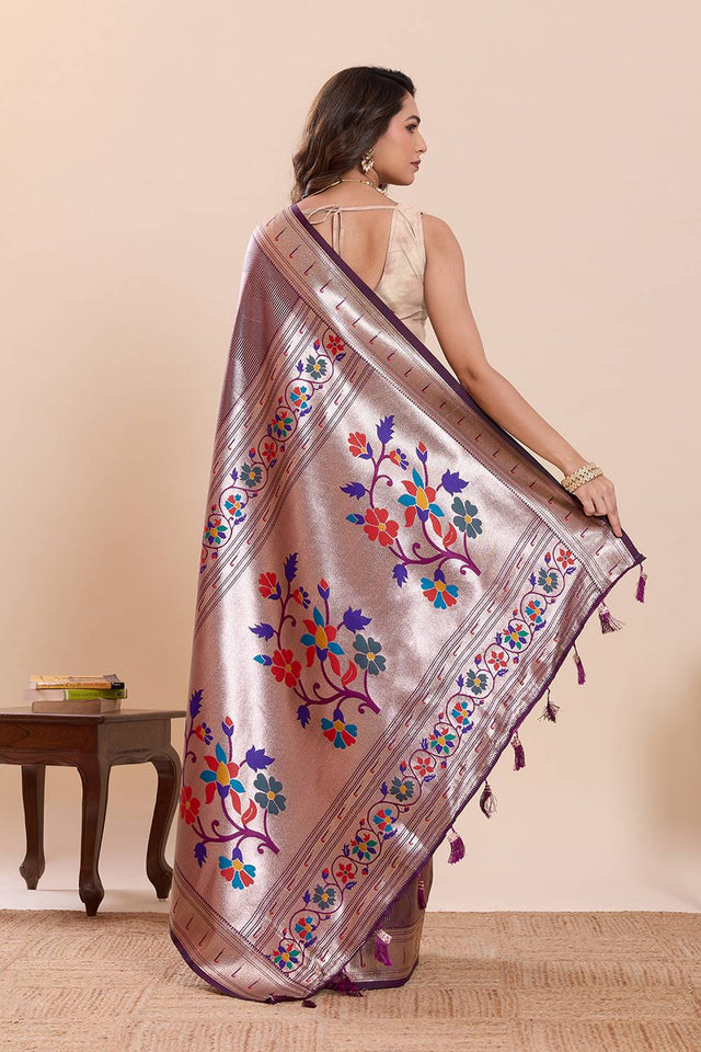Violet Woven Silk Saree