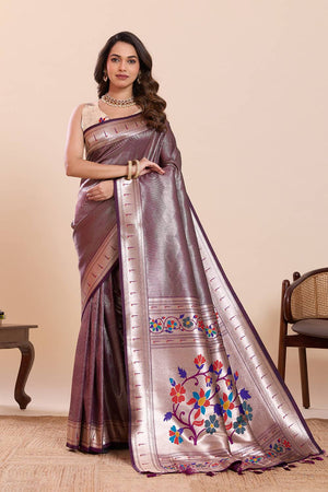 Violet Woven Silk Saree
