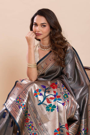 Blue Woven Silk Saree