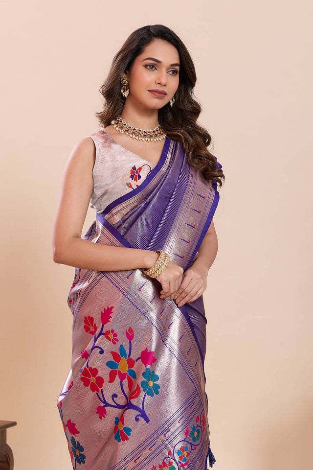 Violet Woven Silk Saree