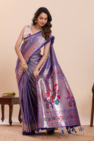 Violet Woven Silk Saree
