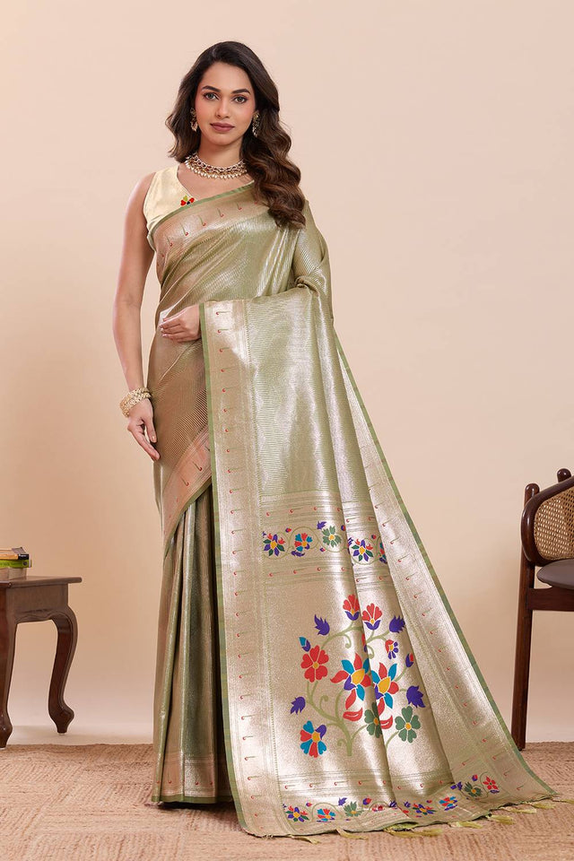 Green Woven Silk Saree