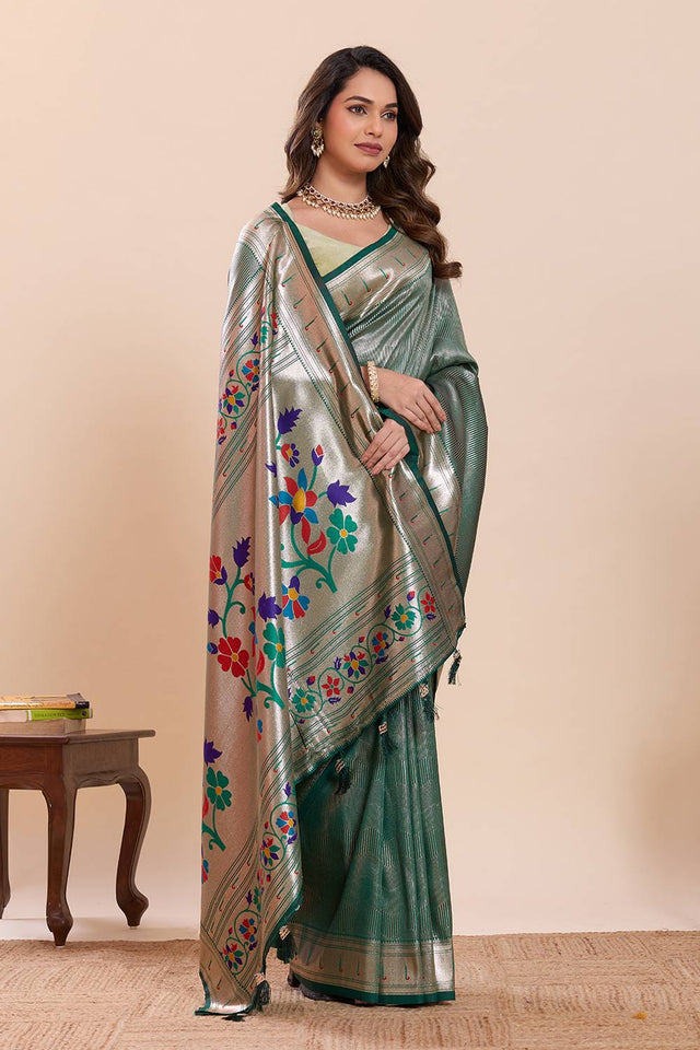 Green Woven Silk Saree