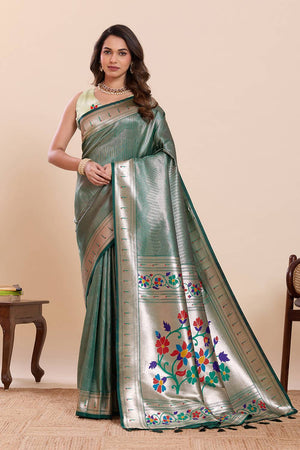 Green Woven Silk Saree