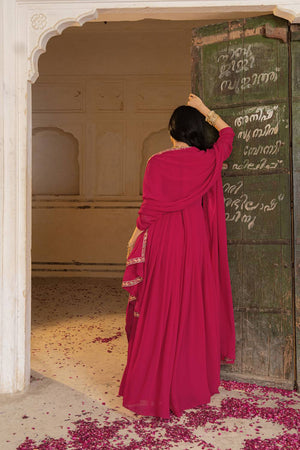 Pink Floral Embroidered Georgette Gown