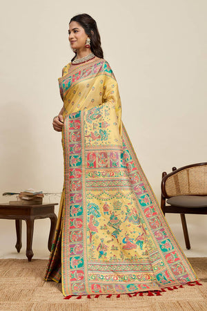 Yellow Woven Silk Saree