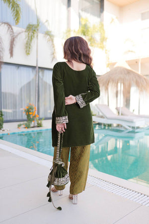 Mehendi Sequin with Embroidered Velvet Palazzo Suits