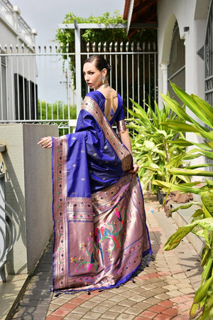 Blue Woven Banarasi Saree
