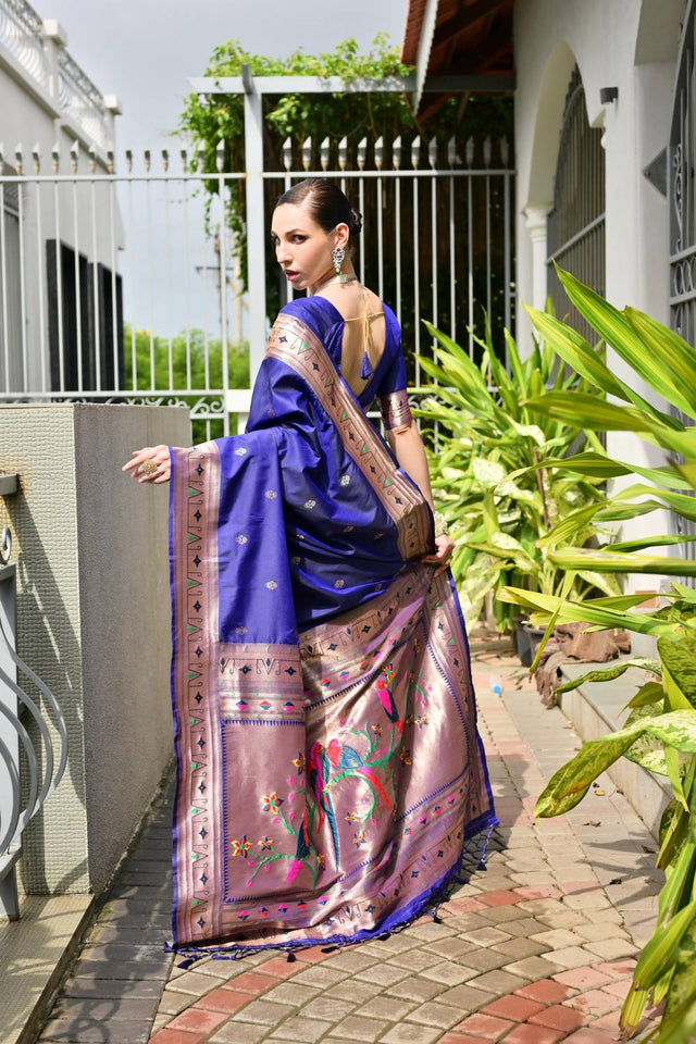 Blue Woven Banarasi Saree