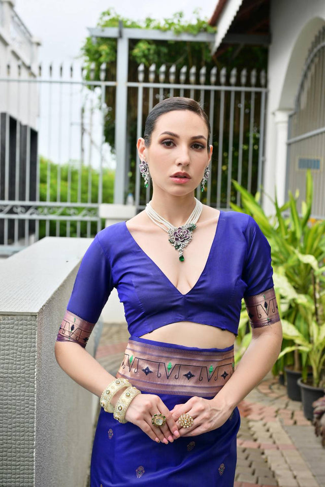 Blue Woven Banarasi Saree