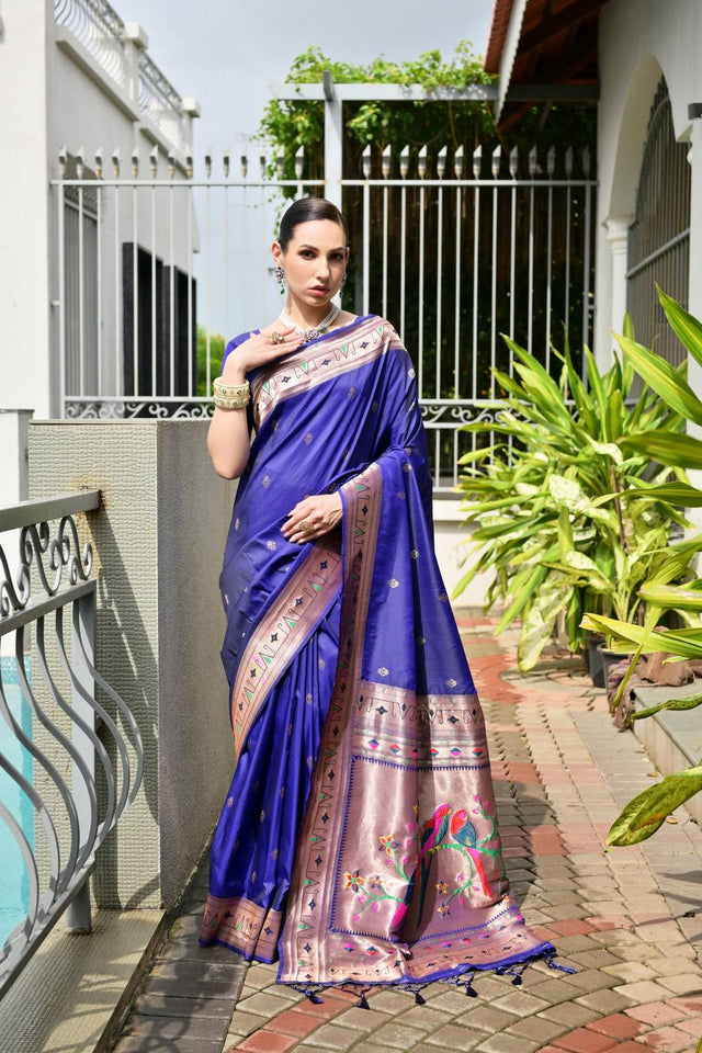 Blue Woven Banarasi Saree
