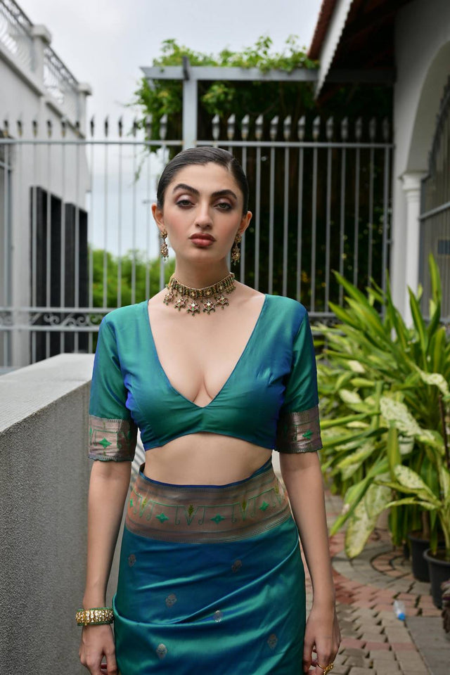 Turquoise Woven Banarasi Saree