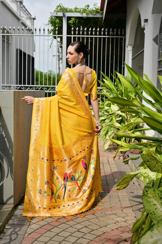 Yellow Woven Banarasi Saree