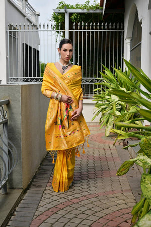 Yellow Woven Banarasi Saree