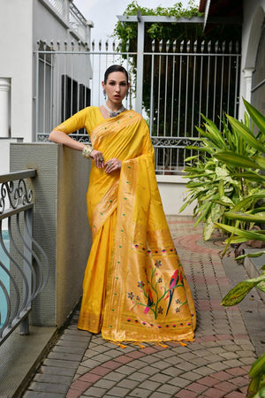 Yellow Woven Banarasi Saree