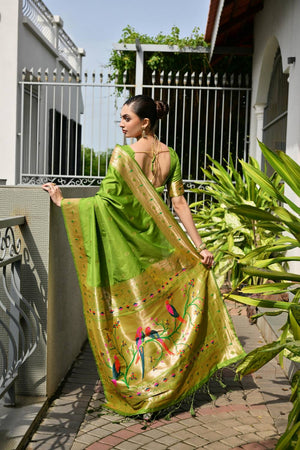 Mehendi Woven Banarasi Saree