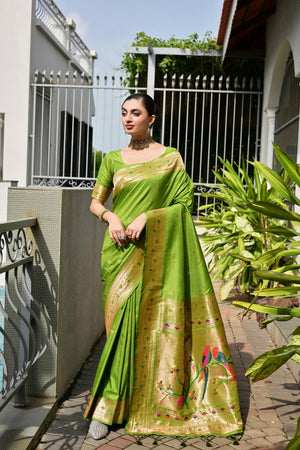 Mehendi Woven Banarasi Saree