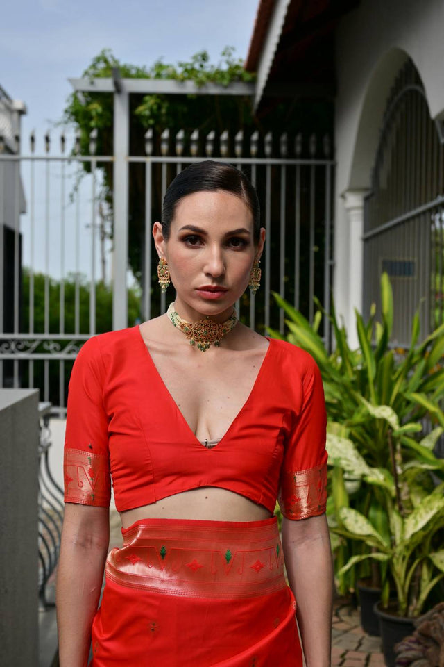 Orange Woven Banarasi Saree