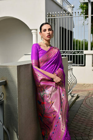 Violet Woven Banarasi Saree