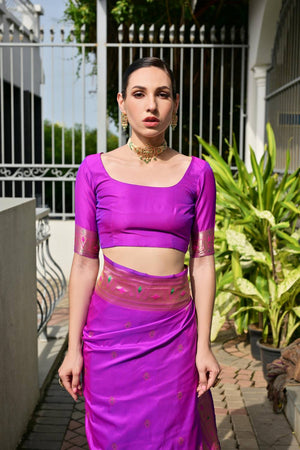Violet Woven Banarasi Saree