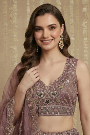 Pink Sequin with Embroidered Net Lehenga