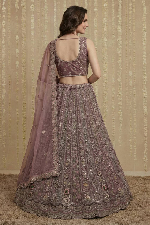 Pink Sequin with Embroidered Net Lehenga