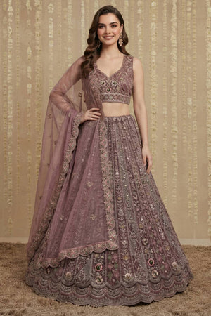 Pink Sequin with Embroidered Net Lehenga