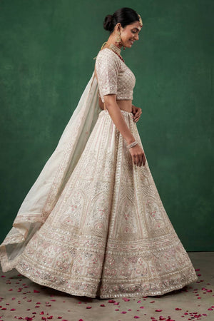 White Sequin with Embroidered Satin Lehenga