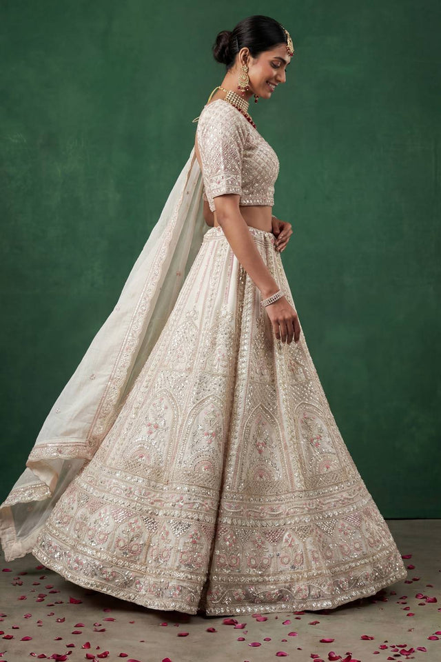 White Sequin with Embroidered Satin Lehenga
