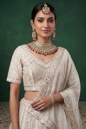 White Sequin with Embroidered Satin Lehenga