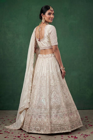 White Sequin with Embroidered Satin Lehenga