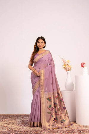 Violet Woven Cotton Saree