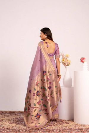 Violet Woven Cotton Saree