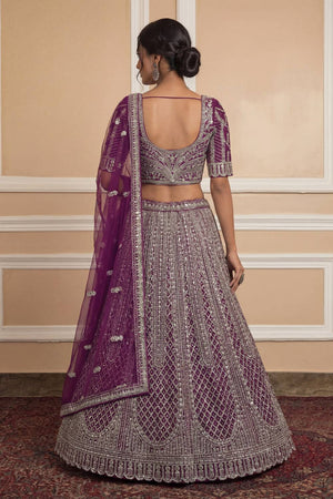 Violet Sequin with Embroidered Net Lehenga