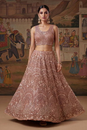 Pink Sequin with Embroidered Net Lehenga