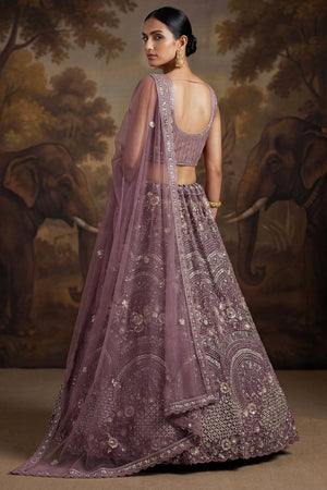 Violet Sequin with Embroidered Net Lehenga
