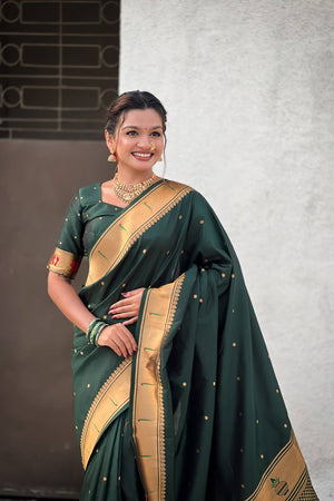 Green Paithani Woven Silk Saree