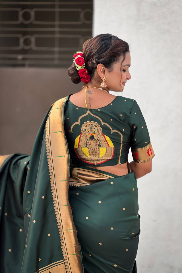 Green Paithani Woven Silk Saree