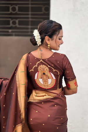Brown Paithani Woven Silk Saree