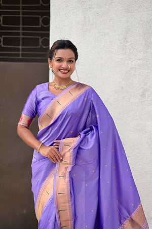 Lavender Paithani Woven Silk Saree