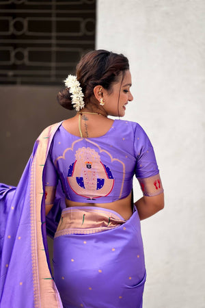 Lavender Paithani Woven Silk Saree