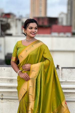 Mehendi Paithani Woven Silk Saree