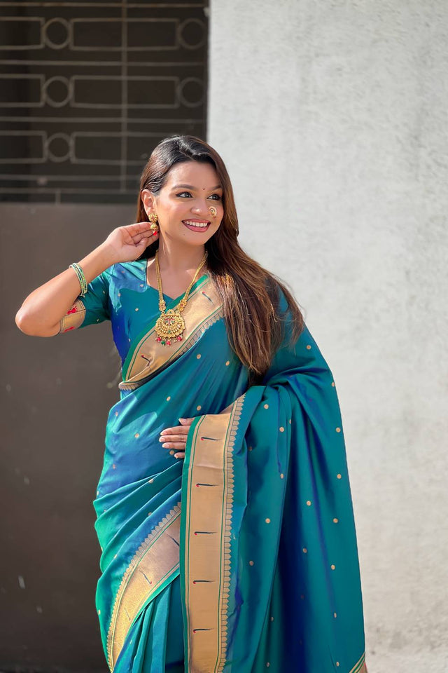 Blue Paithani Woven Silk Saree