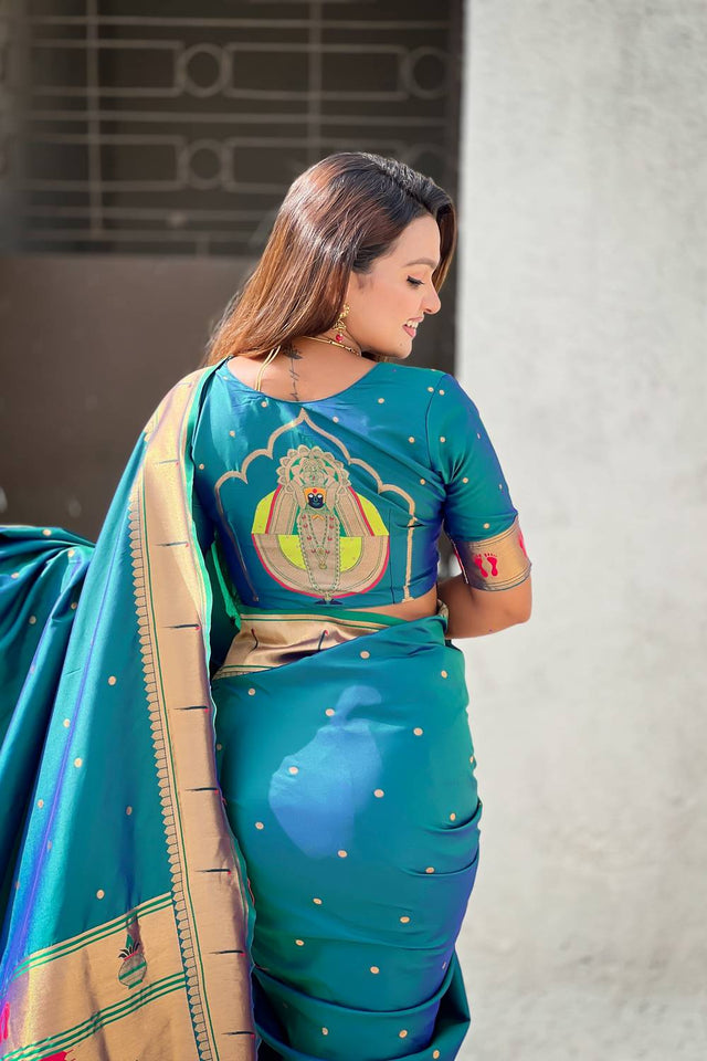 Blue Paithani Woven Silk Saree
