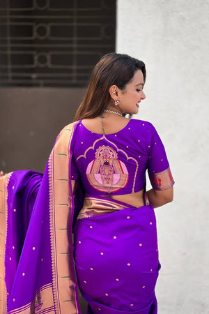 Violet Paithani Woven Silk Saree