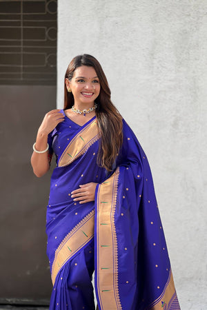 Violet Paithani Woven Silk Saree