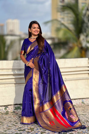 Violet Paithani Woven Silk Saree