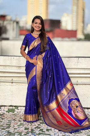 Violet Paithani Woven Silk Saree