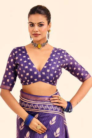 Violet Digital Printed Silk Saree